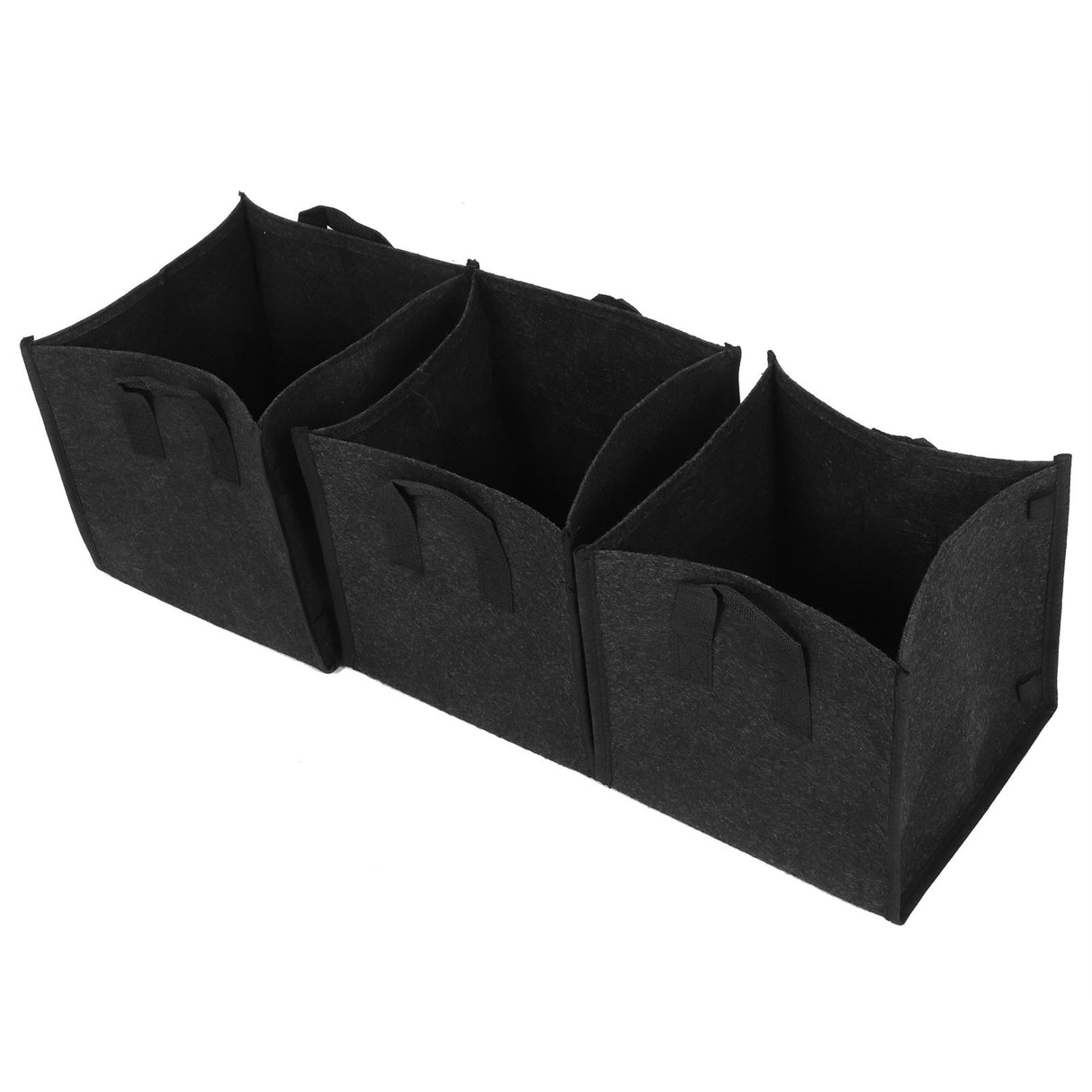 3Pcs Plant Growing Bag with Handles Black Square Felt Garden Vegetable Grow Container23.5x23.5x25cm