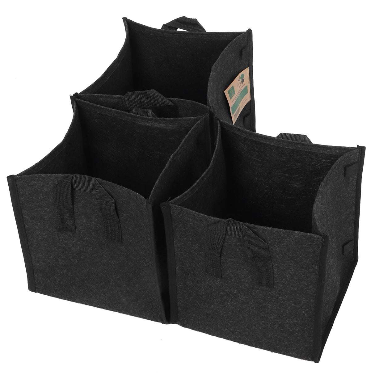 3Pcs Plant Growing Bag with Handles Black Square Felt Garden Vegetable Grow Container23.5x23.5x25cm