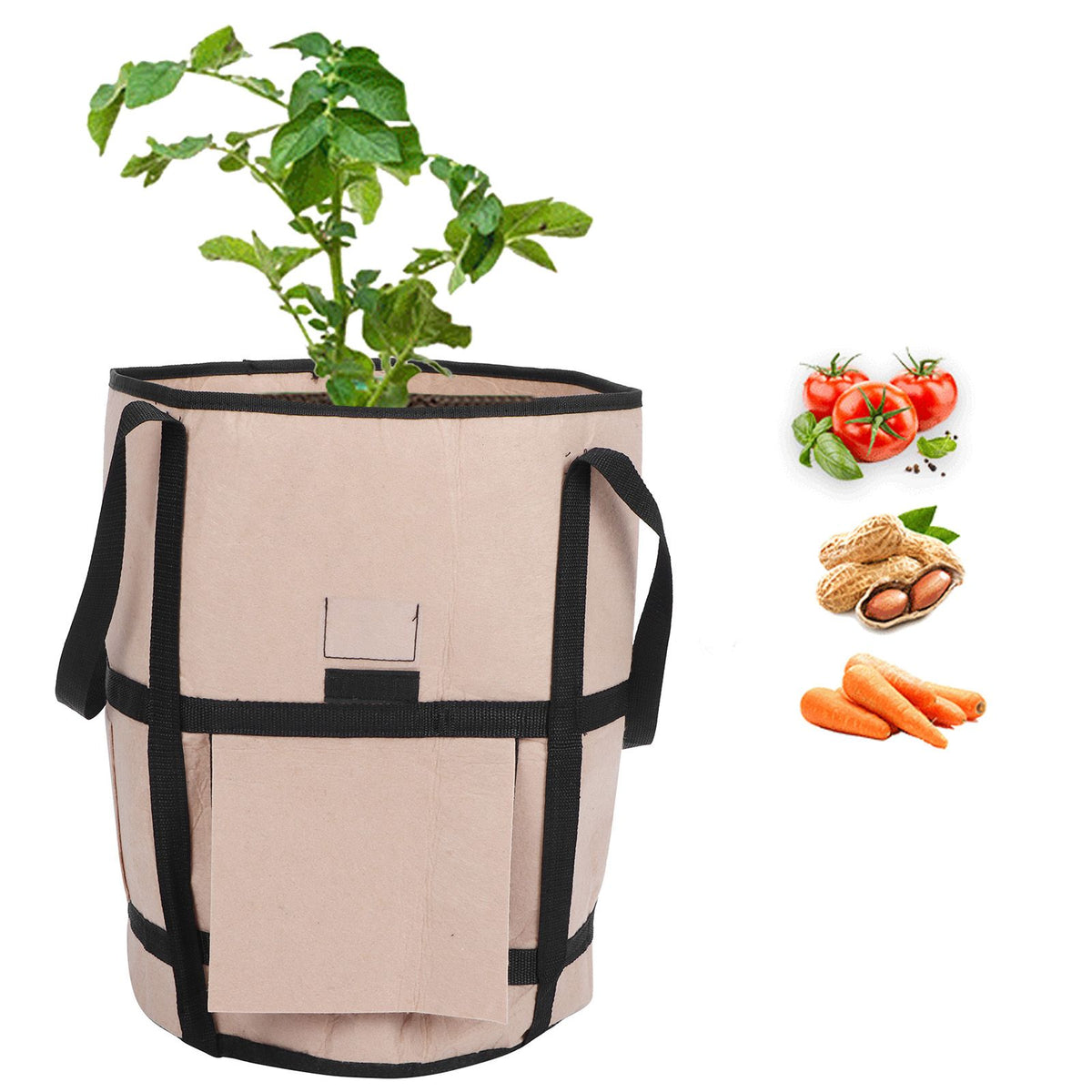Potato Grow Bags Felt Fabric Plant Planting Bag Fruit Vegetable Planter Garden ToolBrown with Shade 35x45cm 43L/10Gallon