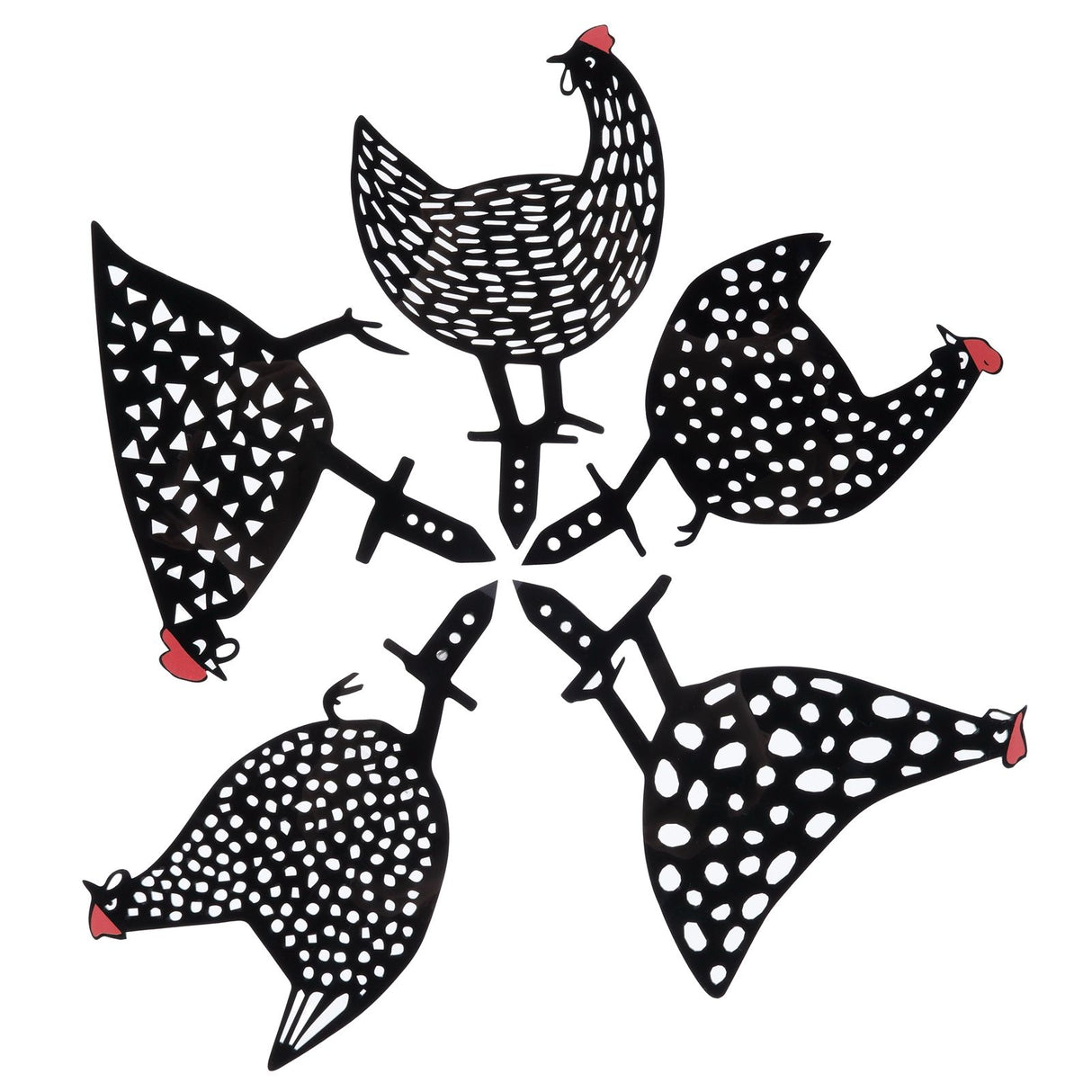 5Pcs Chicken Stakes Set Acrylic Animal Shape Statues Decoration for Garden Yard Black