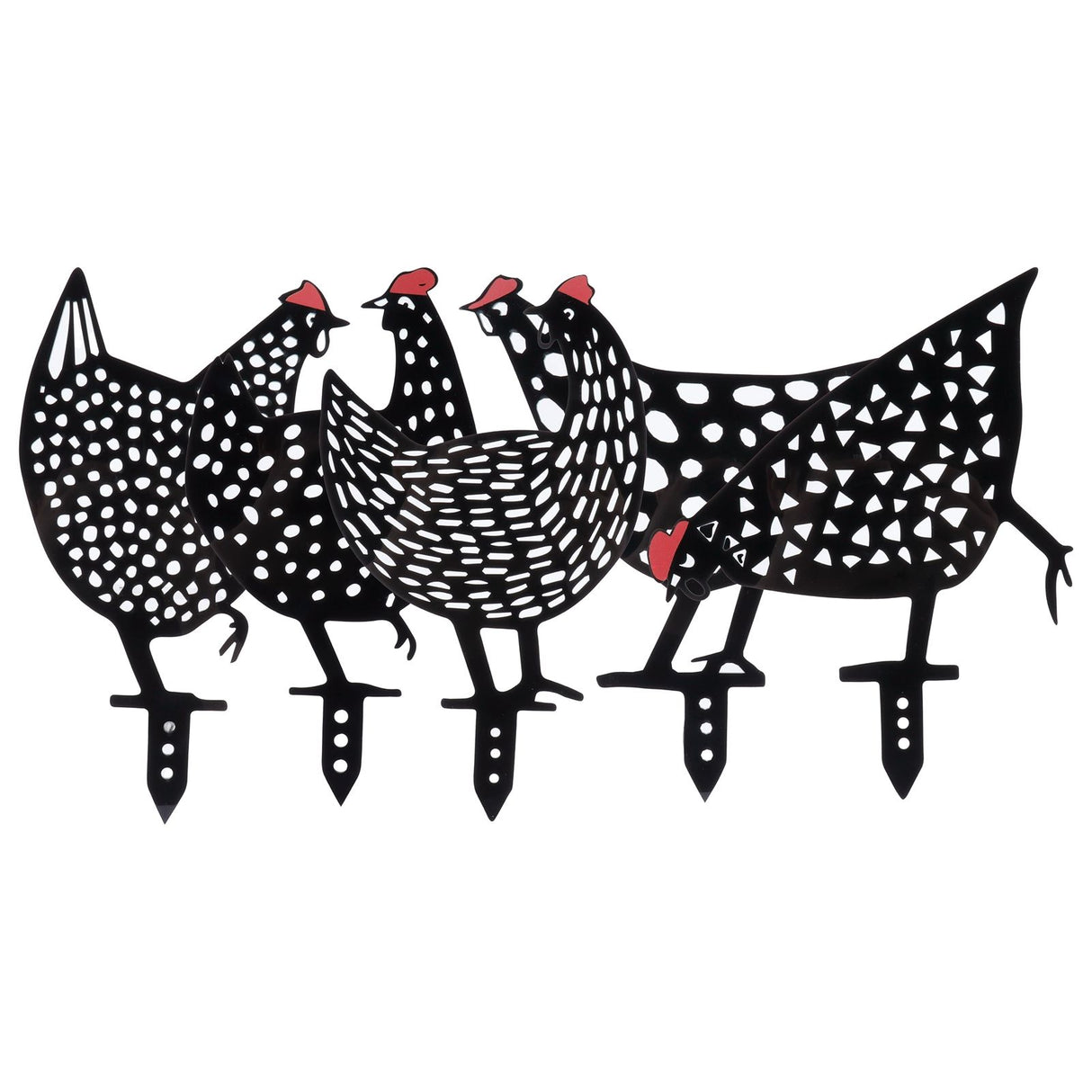 5Pcs Chicken Stakes Set Acrylic Animal Shape Statues Decoration for Garden Yard Black