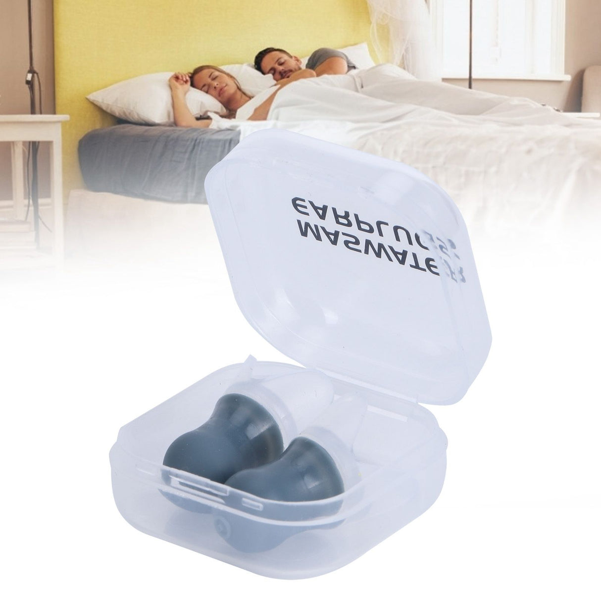 2Pcs Ear Plugs Waterproof Noise Reduction Silicone Protective Earplug for Swimming Flying(Gray L+Box )