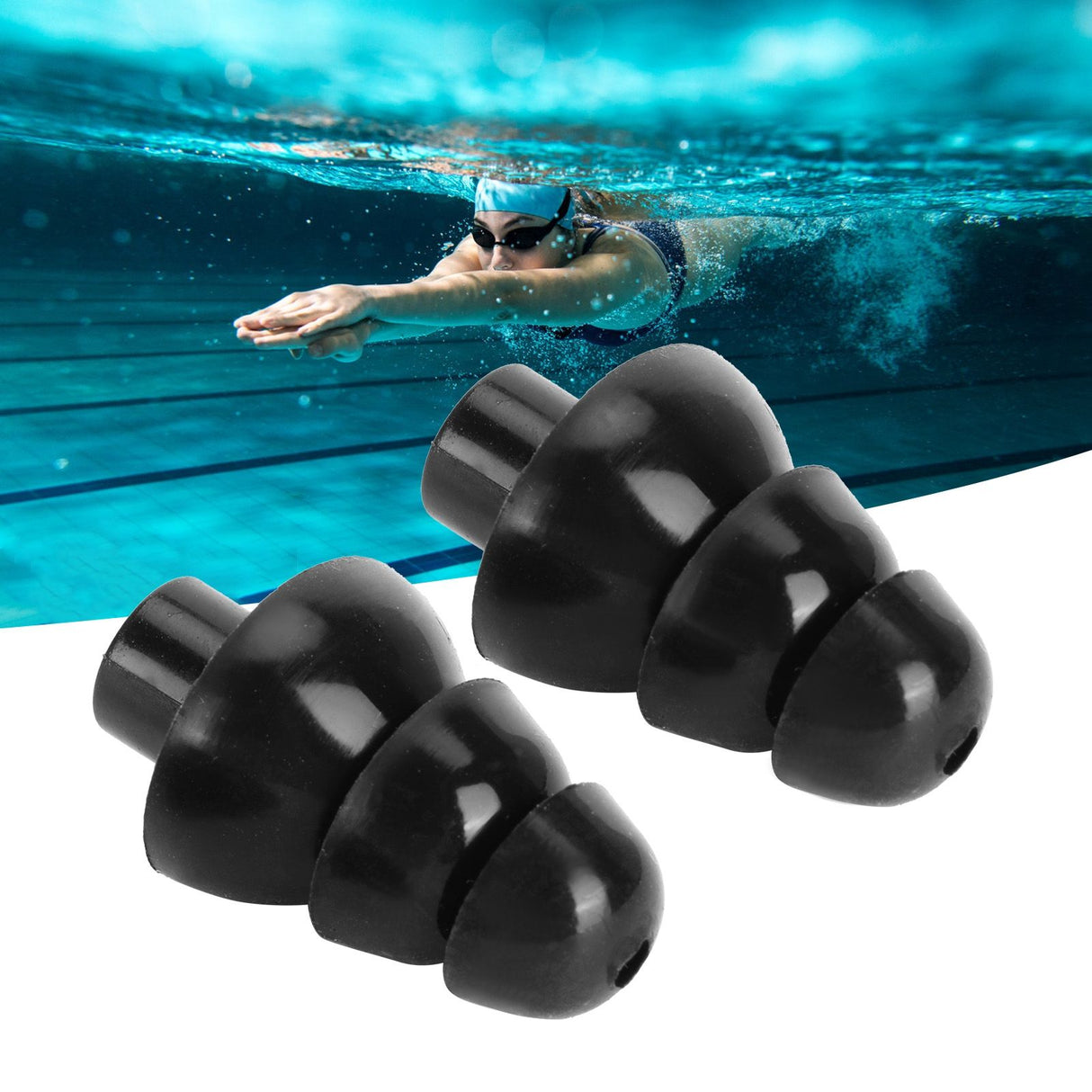 Black Ear Plugs Reusable Noise Reduction Waterproof Swimming Earplugs with Filter