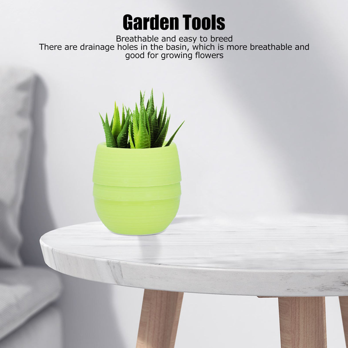 Mini Round Plastic Plant Flower Pot Garden Home Office Decoration Flower Pot for PlantingGreen