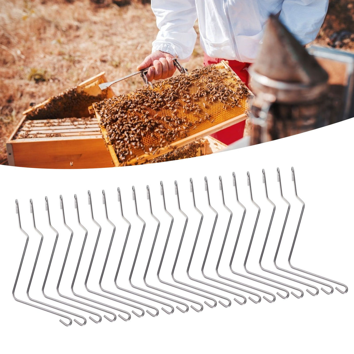 20PCS Stainless Steel Beehive Connector Bend Wire Holder Fastener for Wooden Beehive Tools