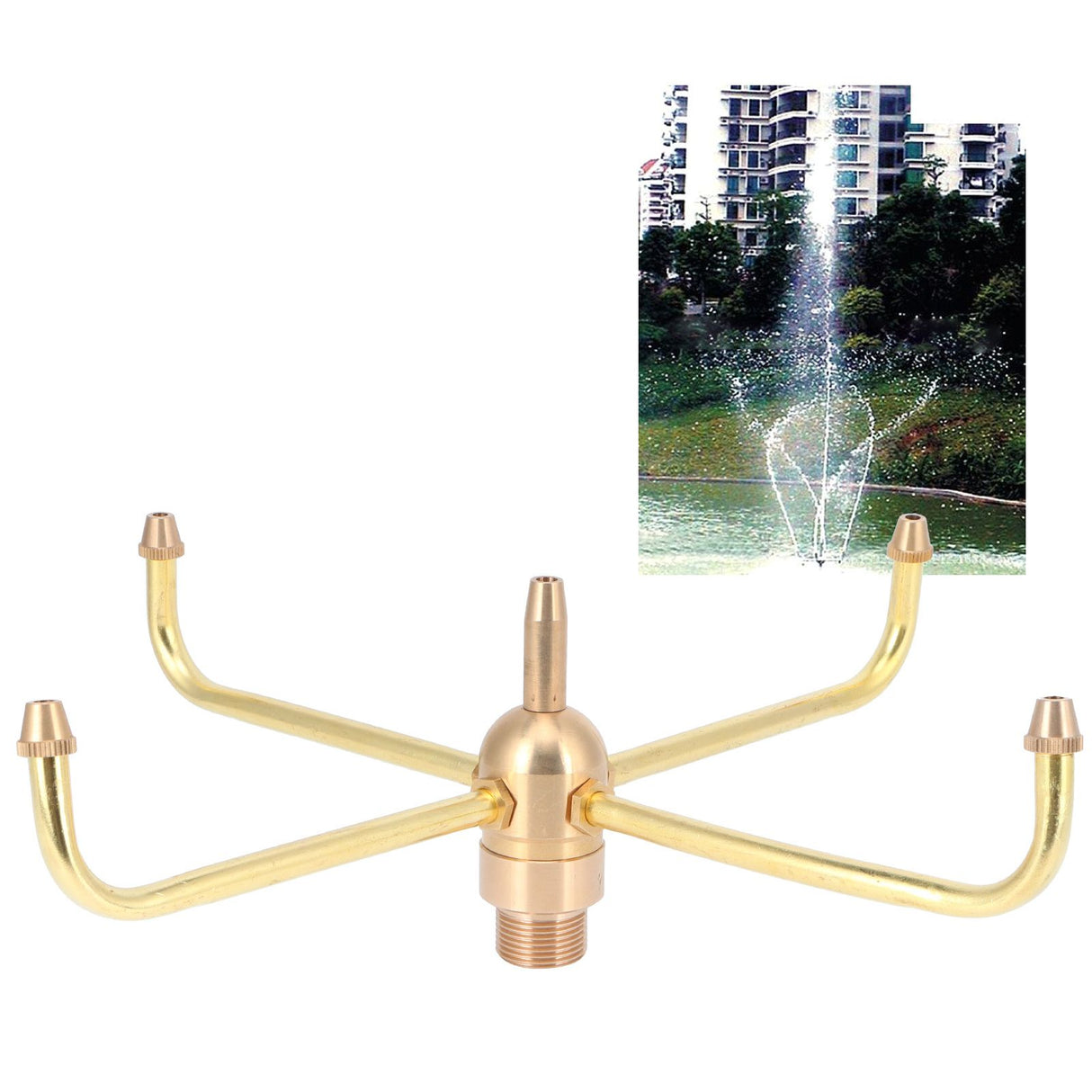 G1/2 Female Thread G3/4 Male Thread 4 Arm Rotate Water Fountain Nozzle Spray Head Sprinkler for Garden Pond