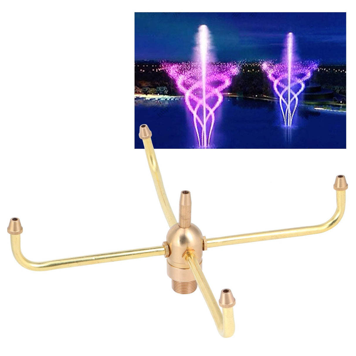 G1/2 Female Thread G3/4 Male Thread 4 Arm Rotate Water Fountain Nozzle Spray Head Sprinkler for Garden Pond