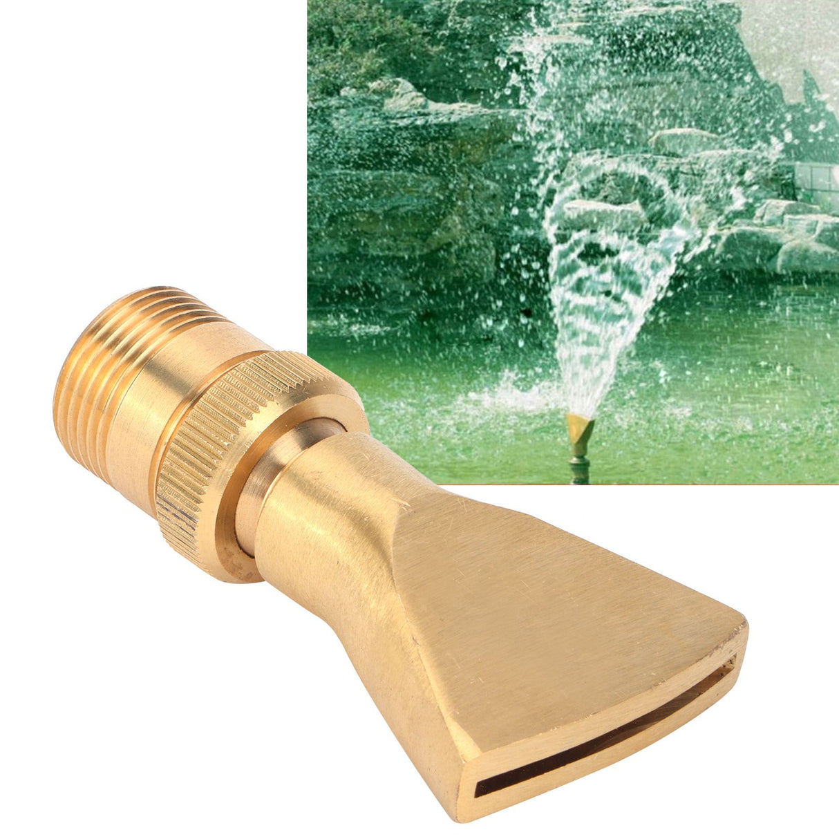 Brass Narrow Fan Jet Water Fountain Nozzle Spray Head Adjustable Pond Sprinkler(G1/2 Female Thread G3/4 Male Thread )