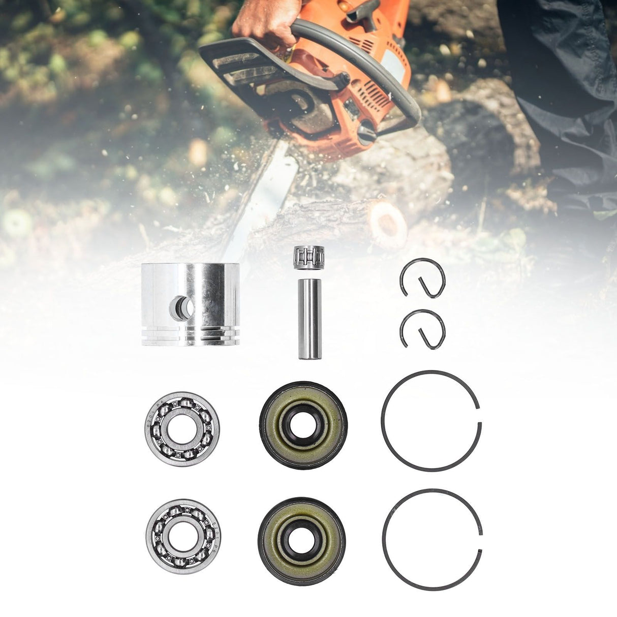 41.1mm Piston Kit Crank Bearing Fit for Poulan 220 221 260 1950 2150 2250 2450 2550