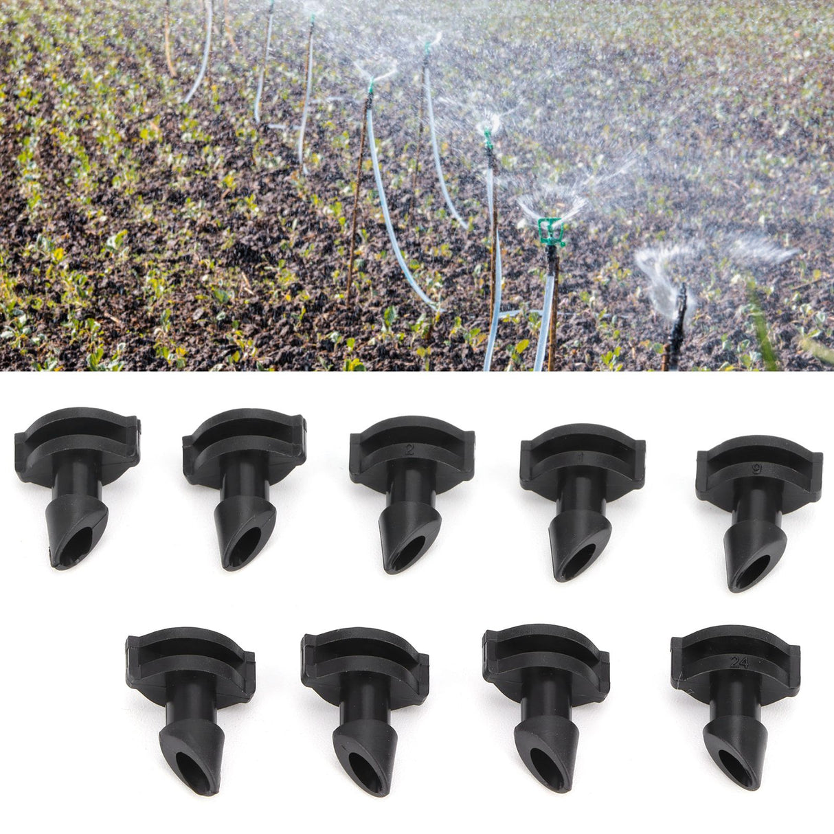 100PCS 360 Degree Misting Nozzle Sprinkler Head Irrigation System for Garden Flowers Orchard