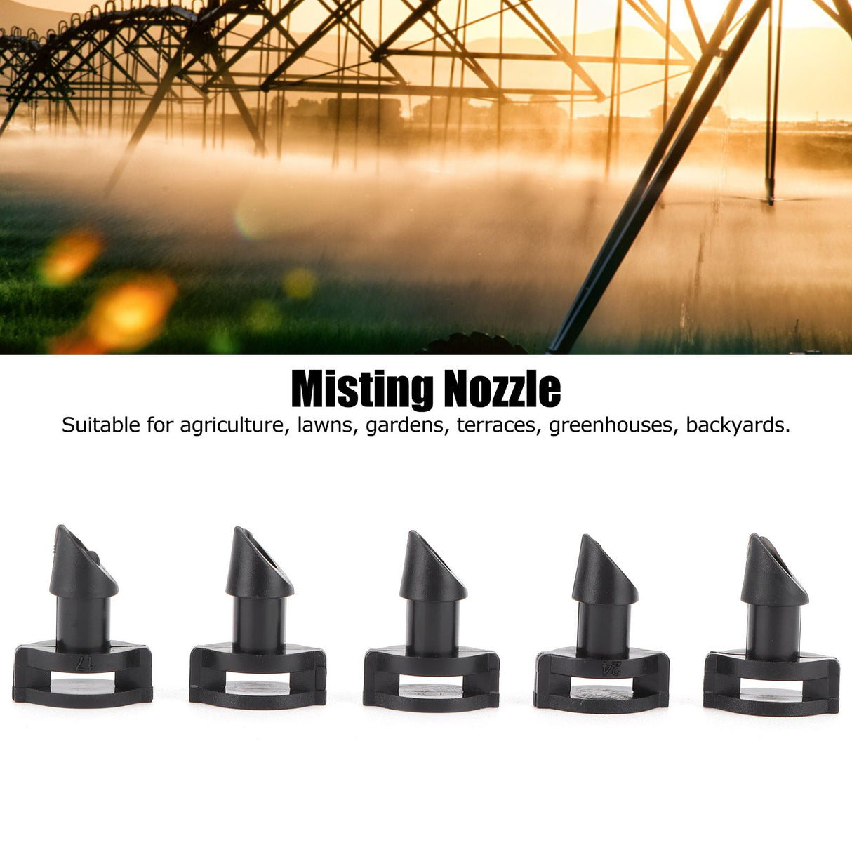 100PCS 360 Degree Misting Nozzle Sprinkler Head Irrigation System for Garden Flowers Orchard
