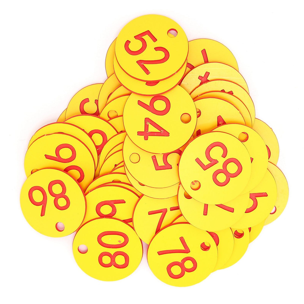 50Pcs Beehive Tag ABS Round Numbered Sign Labels with Hole Livestock Accessory Red Yellow