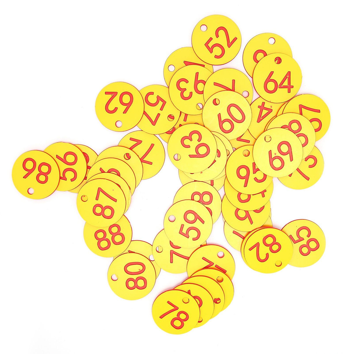 50Pcs Beehive Tag ABS Round Numbered Sign Labels with Hole Livestock Accessory Red Yellow
