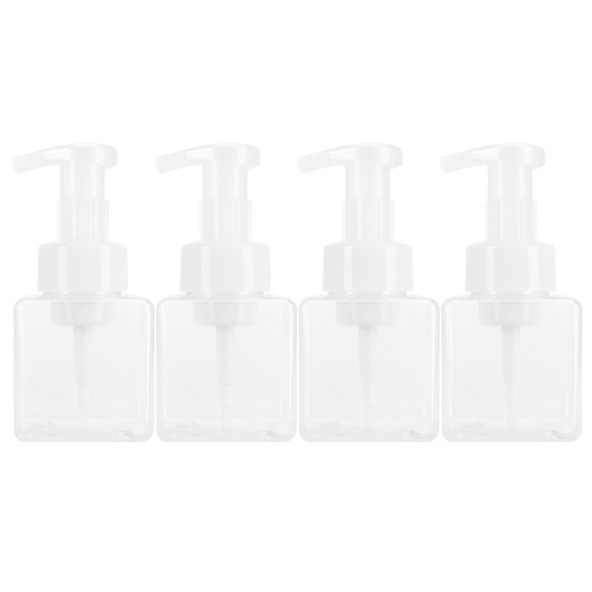 4PCS 250ml Clear Plastic Pump Bottles Foaming Soap Dispenser Refillable Foam Bottle Travel Use