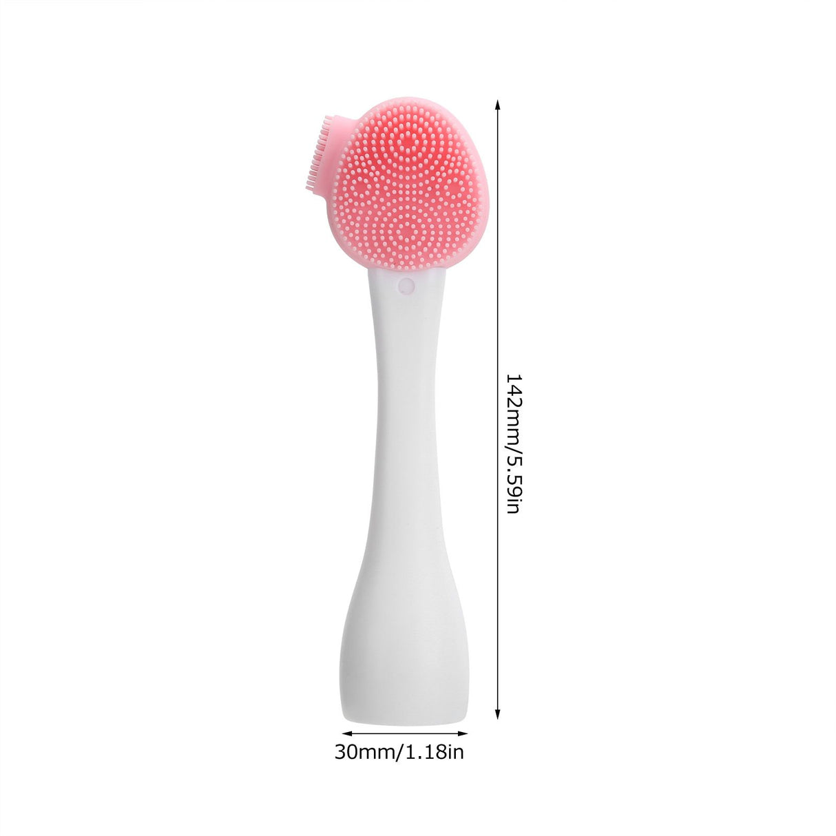 Handheld Silicone Face Cleaning Brush Mask DIY Mixing Stick Makeup Cleansing BrushPink and White Single Head