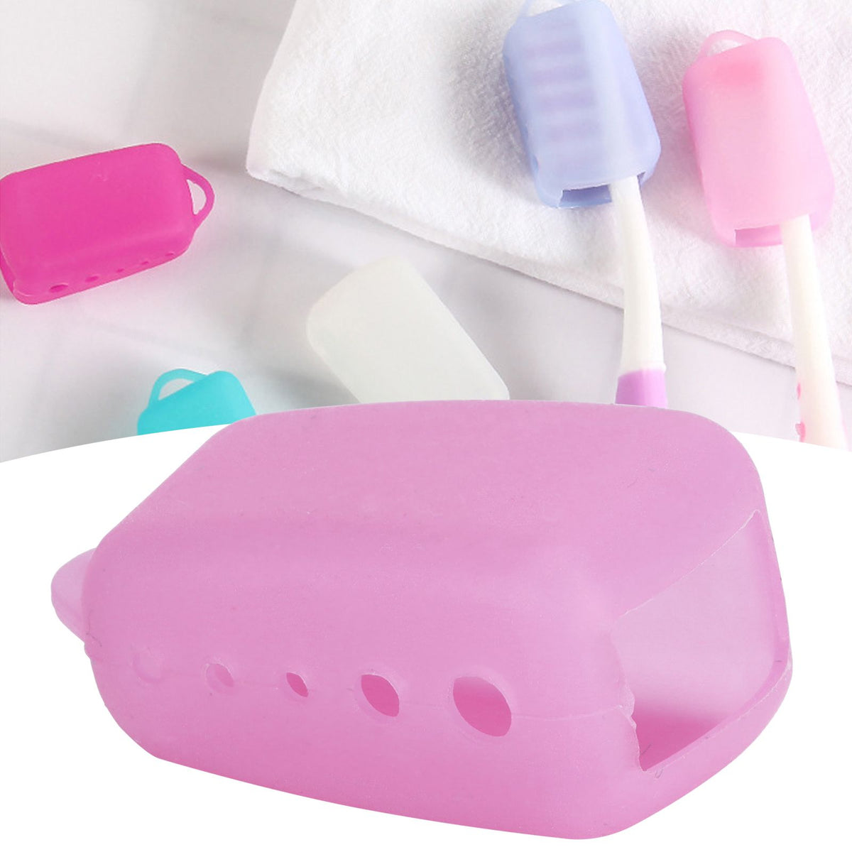 Silicone Toothbrush Head Cover Electric Toothbrush Protective Cap for Home Travel CampingLight Pink