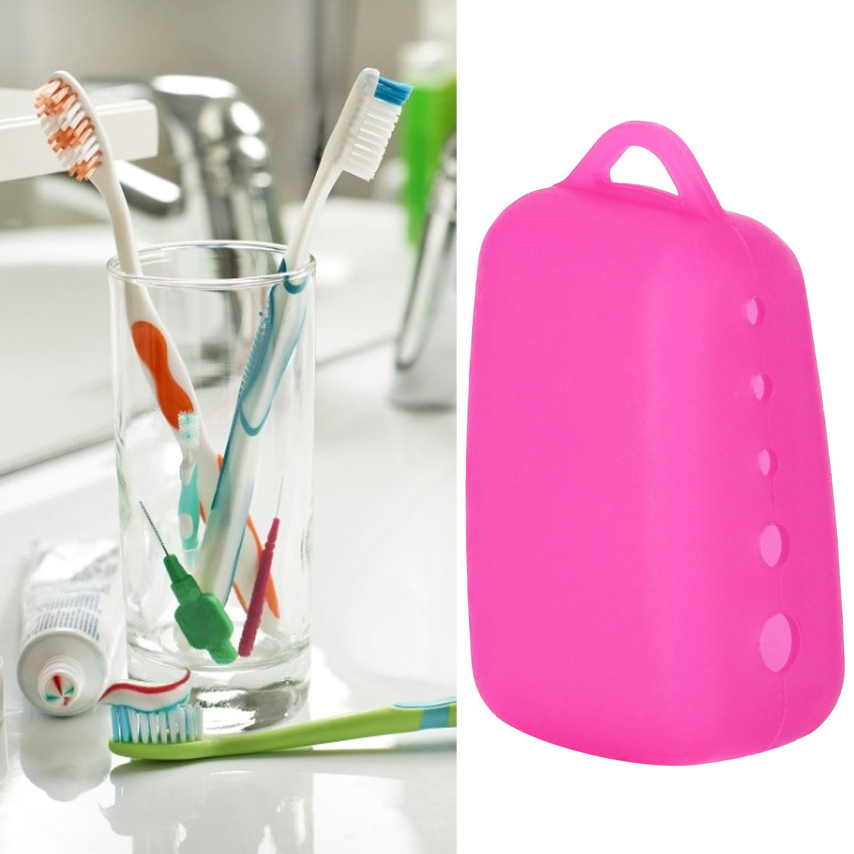 Silicone Toothbrush Head Cover Electric Toothbrush Protective Cap for Home Travel CampingRose Red