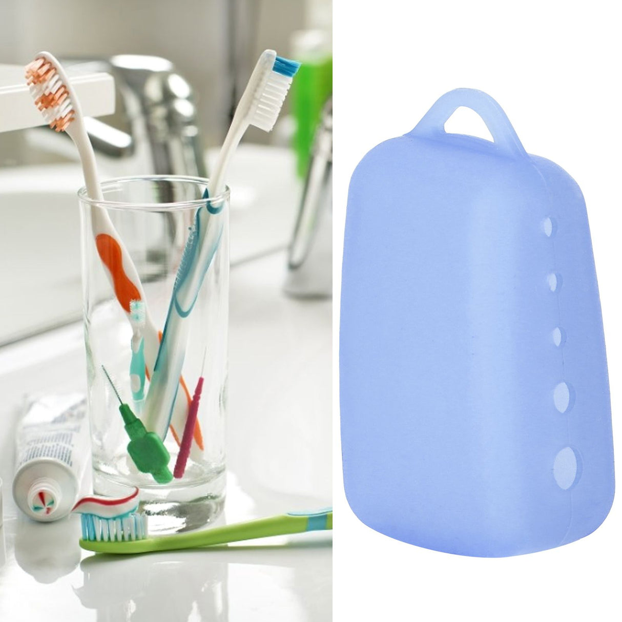 Silicone Toothbrush Head Cover Electric Toothbrush Protective Cap for Home Travel CampingLight Blue