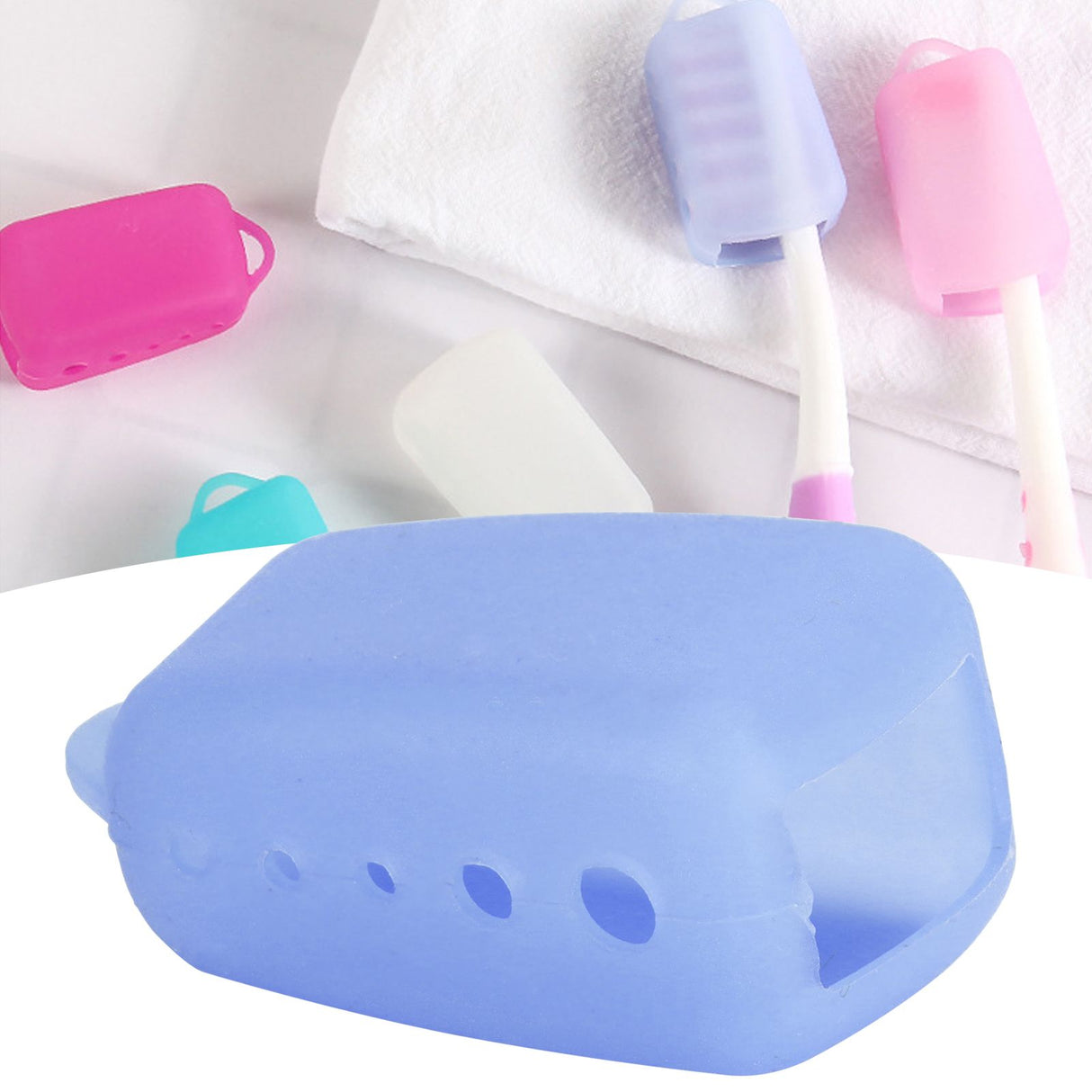 Silicone Toothbrush Head Cover Electric Toothbrush Protective Cap for Home Travel CampingLight Blue