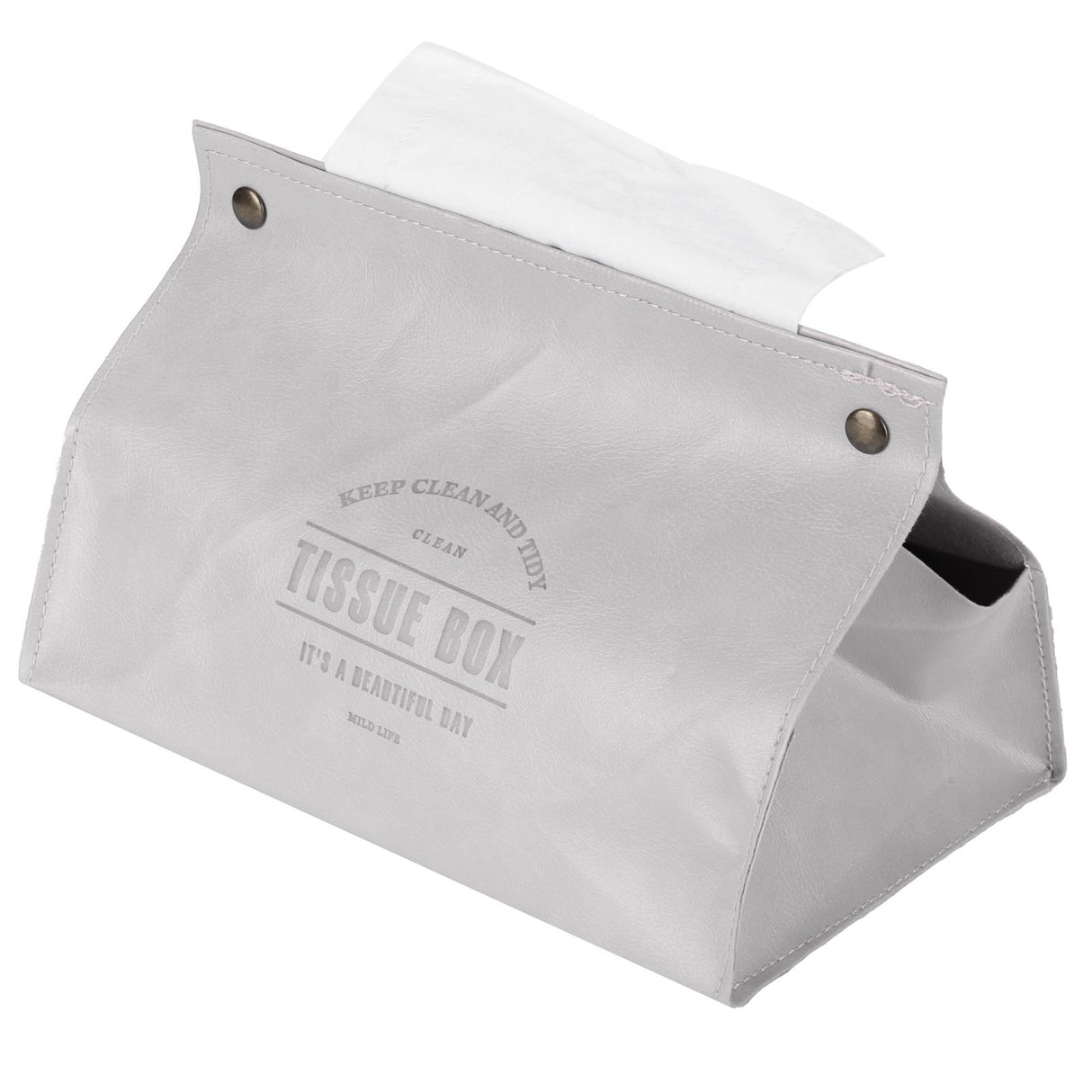 PU Leather Originality Tissue Box Desktop Tissue Organizer for Bedroom Living RoomGray