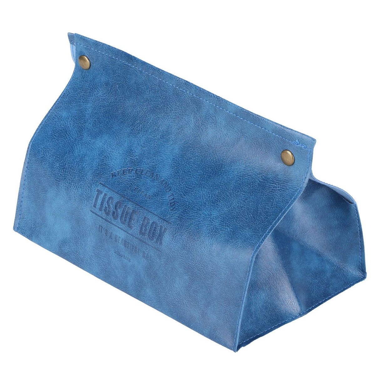 PU Leather Originality Tissue Box Desktop Tissue Organizer for Bedroom Living RoomBlue
