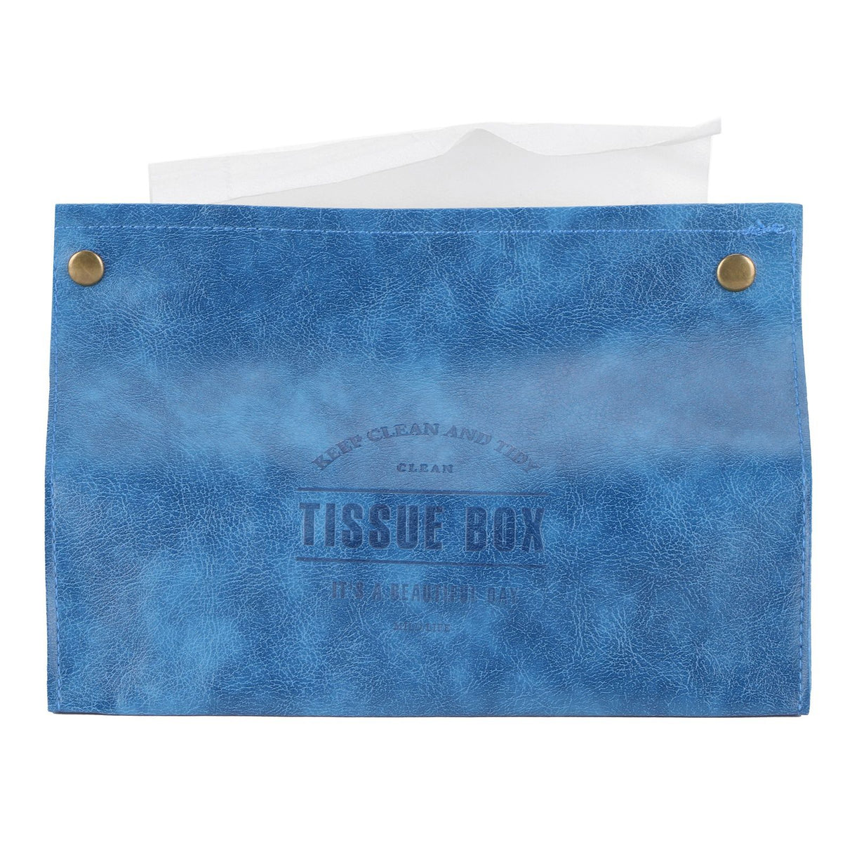 PU Leather Originality Tissue Box Desktop Tissue Organizer for Bedroom Living RoomBlue