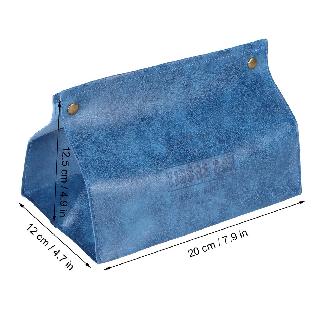 PU Leather Originality Tissue Box Desktop Tissue Organizer for Bedroom Living RoomBlue