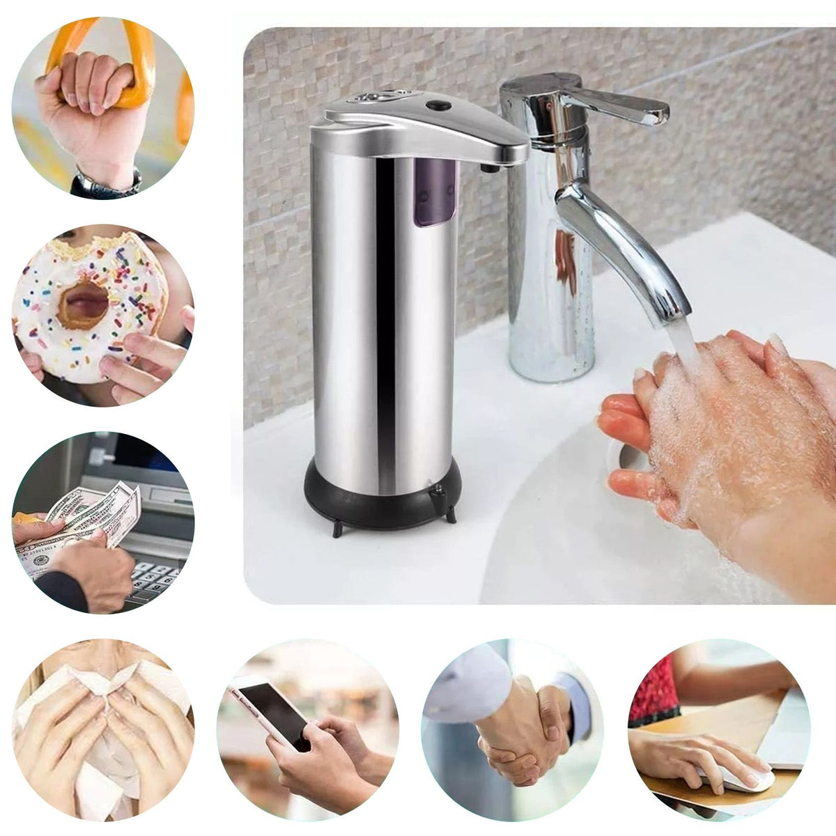 250ml Soap Dispenser Intelligent Automatic Induction Liquid Container for Bathroom Kitchen