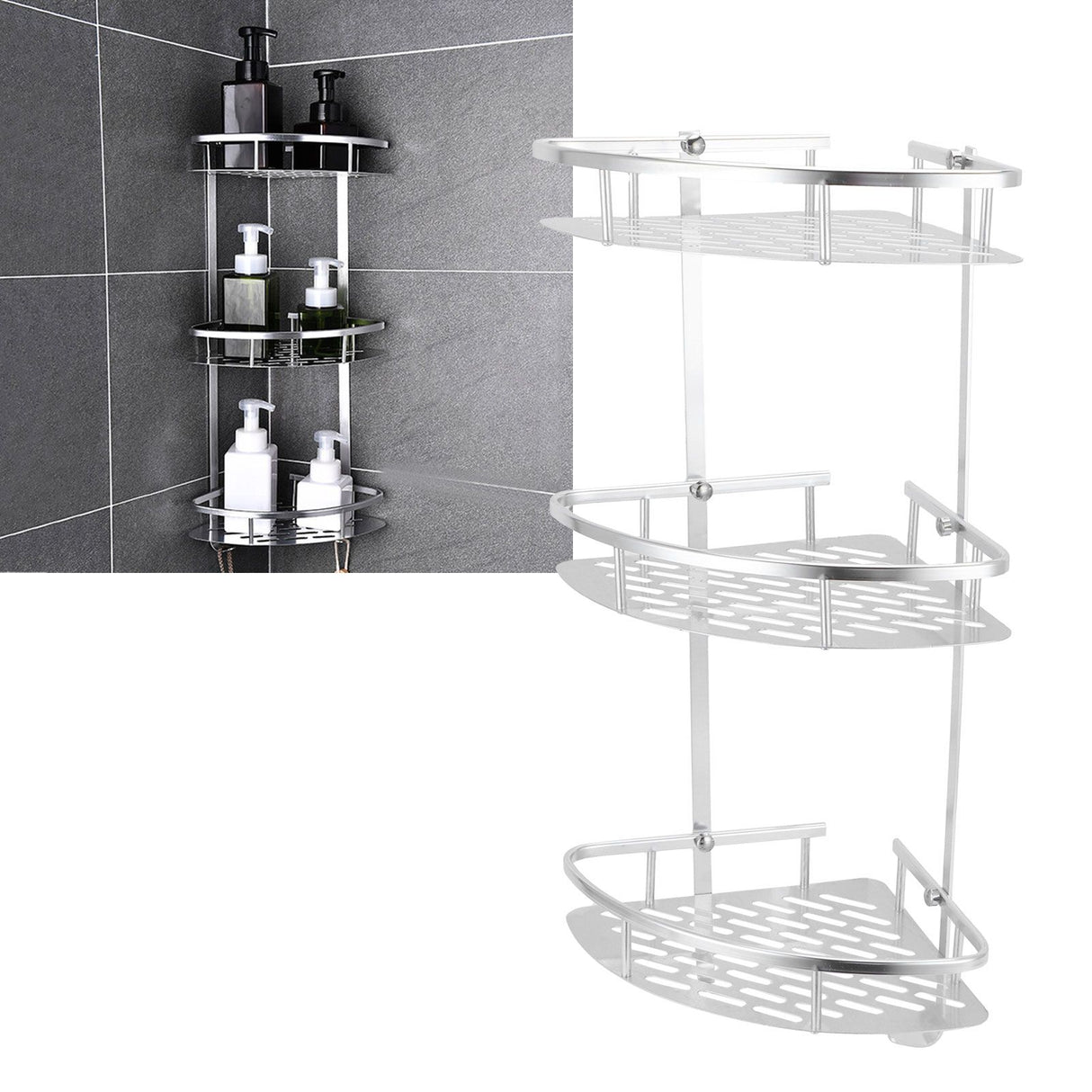 3 Tiers Corner Shower Shelf Wall Mounted Shower Organizer Storage Rack for Toilet Kitchen
