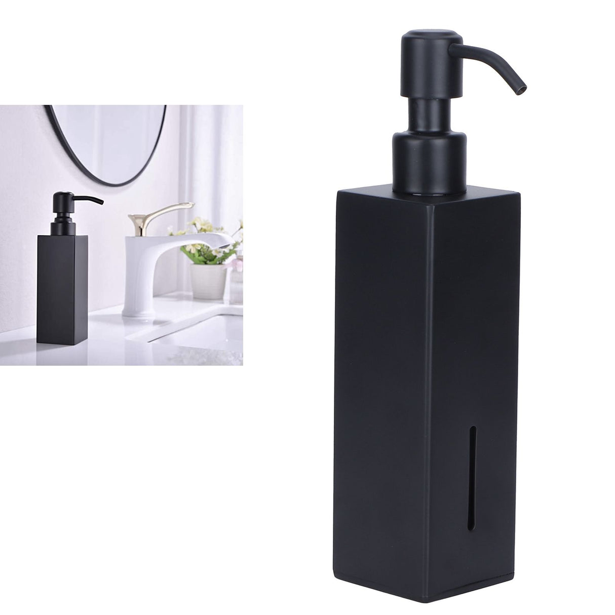 200ml Square Shower Bottle 304 Stainless Steel Shampoo Hand Soap Dispenser Black