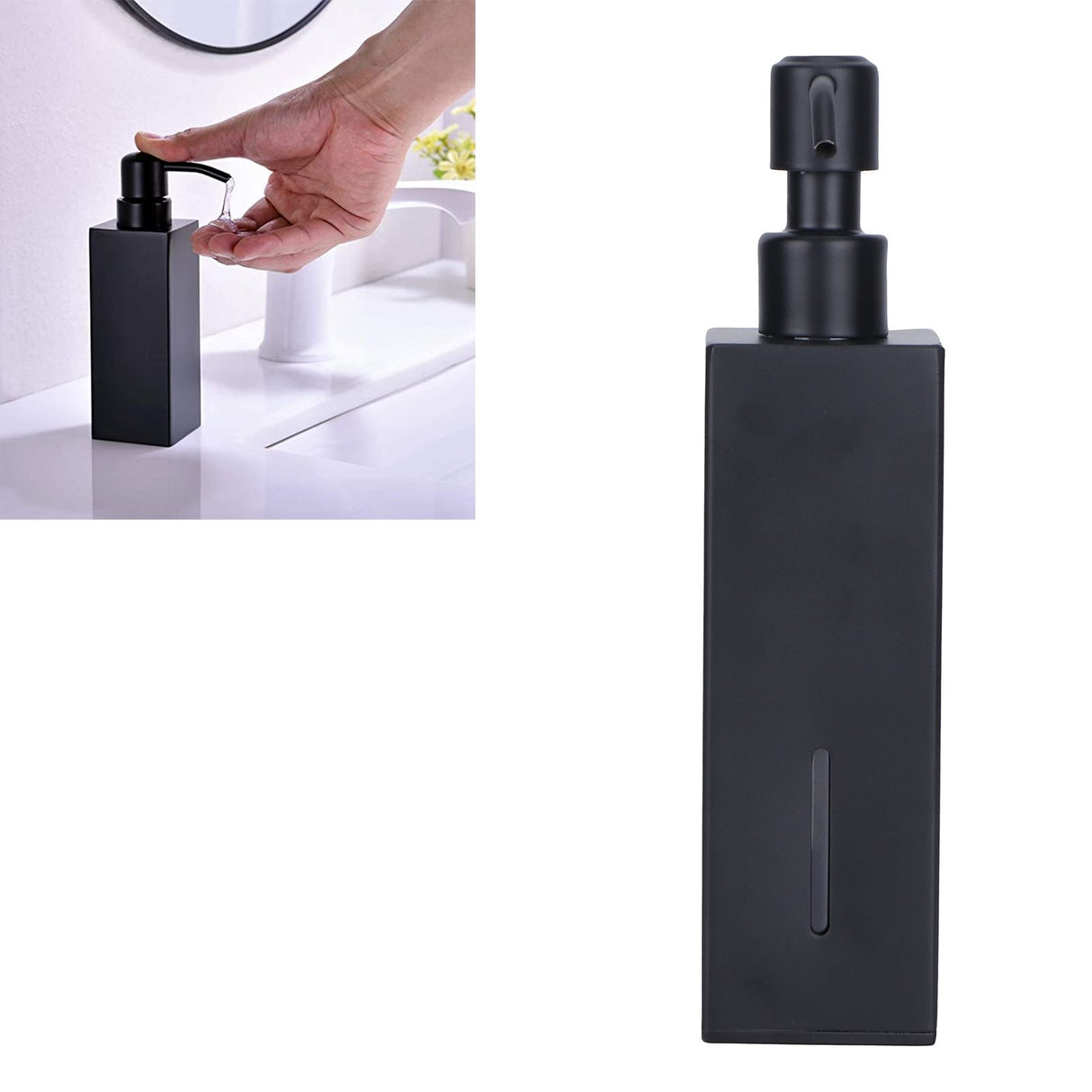 200ml Square Shower Bottle 304 Stainless Steel Shampoo Hand Soap Dispenser Black