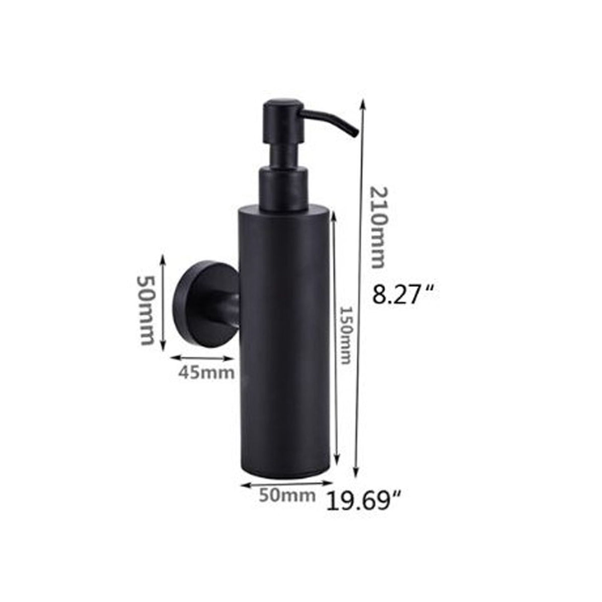 200ml Round Soap Dispenser Wall‑Mounted Shampoo Shower Gel Container Bathroom Supply Black