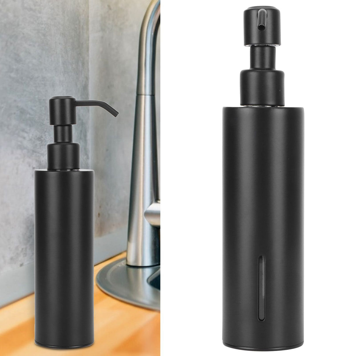 200ml Black Soap Dispenser Countertop 304 Stainless Steel Lotion Shampoo Liquid Container