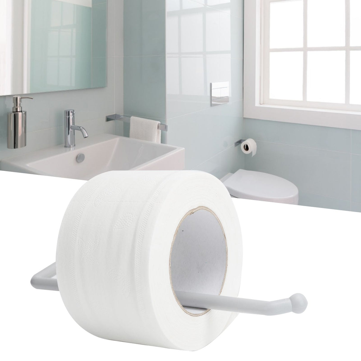 Wall Mounted Paper Roll Holder Towel Hanger Toilet Paper Rack Bathroom Kitchen OrganizerWhite