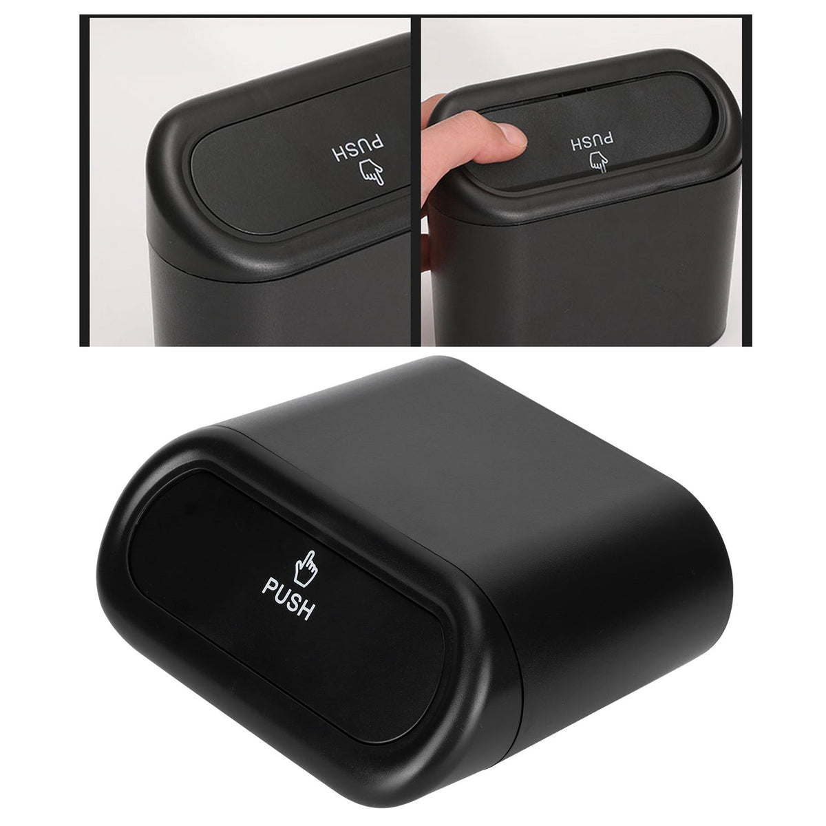 Car Trash Can Portable Hanging Garbage Waste Bin with Lid Vehicle Interior Accessory Black