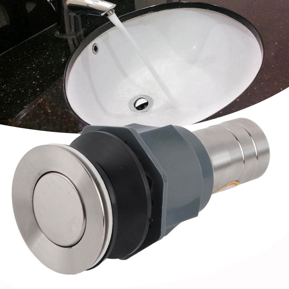 No Glue Stainless Steel Basin Drain Sink Drain Stopper NonOverflow Bathroom Hardware