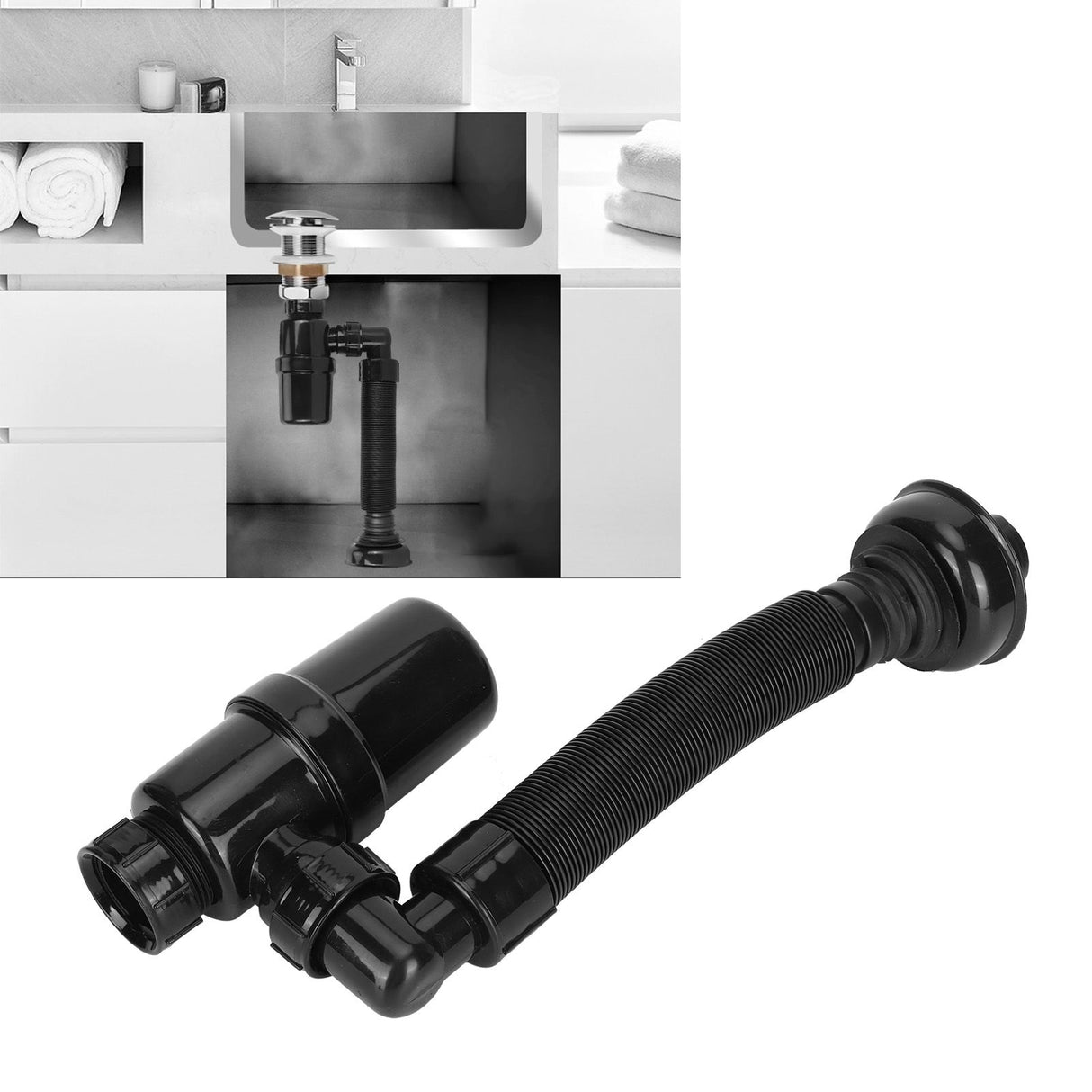 Basin Sink P-Type Drain Pipe Anti Blocking Deodorant Pipe Wash Basin Accessories