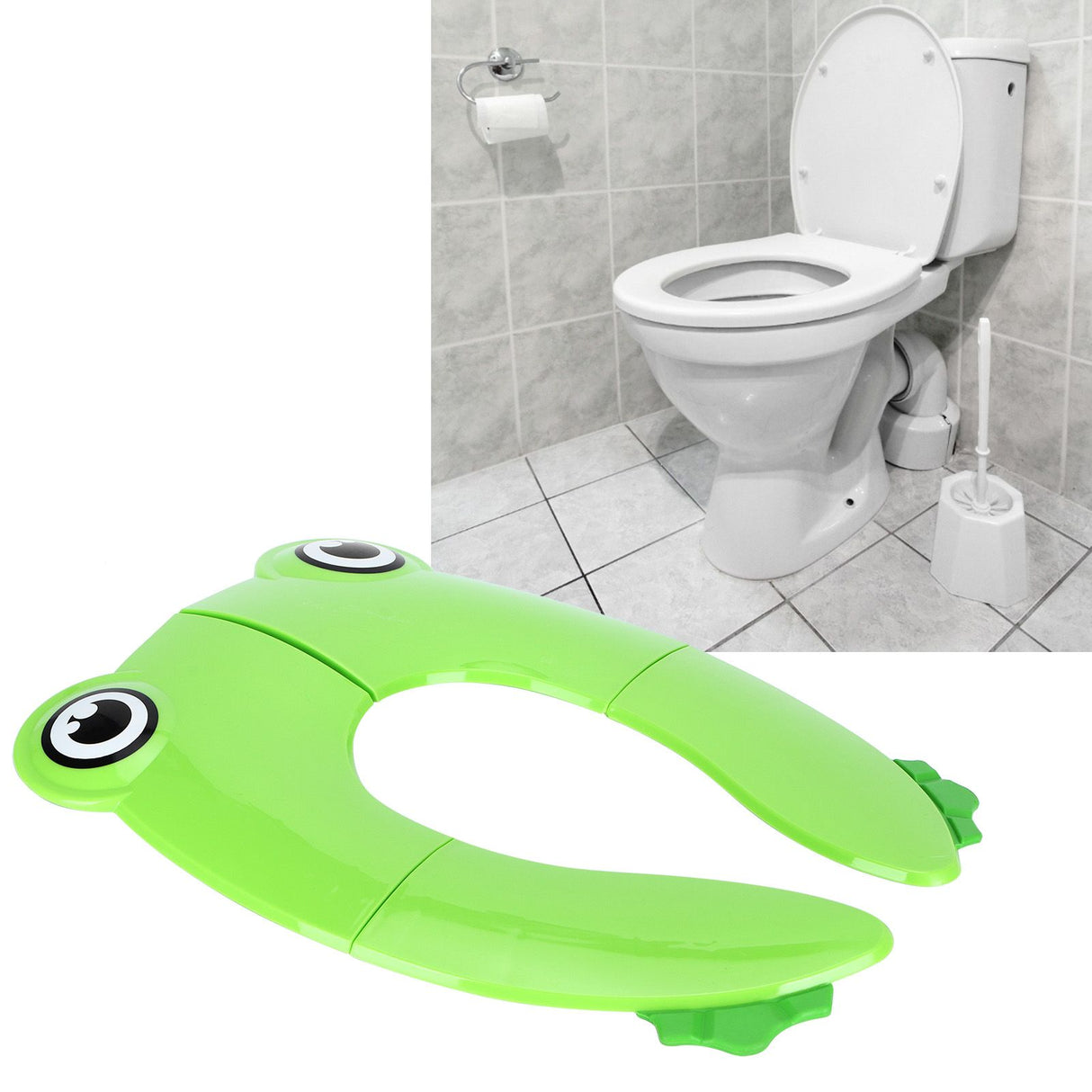 Folding Potty Seat Pad Portable Baby Toddler Toilet Training Seat Non Slip Pad for Travel(Green )