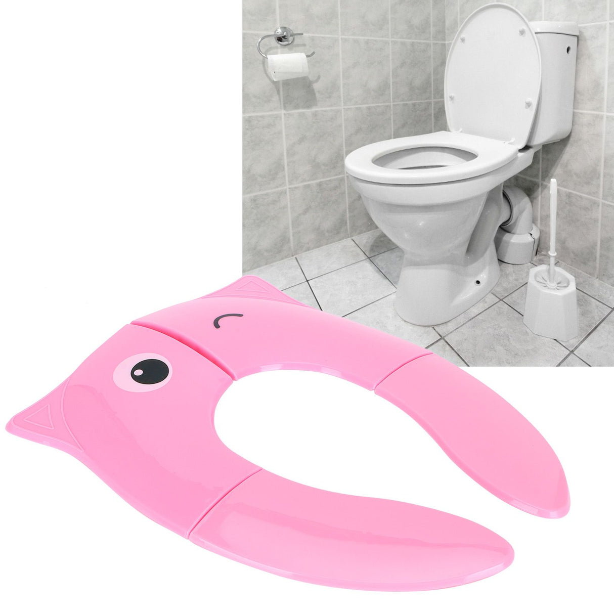 Folding Potty Seat Pad Portable Baby Toddler Toilet Training Seat Non Slip Pad for Travel(Pink )