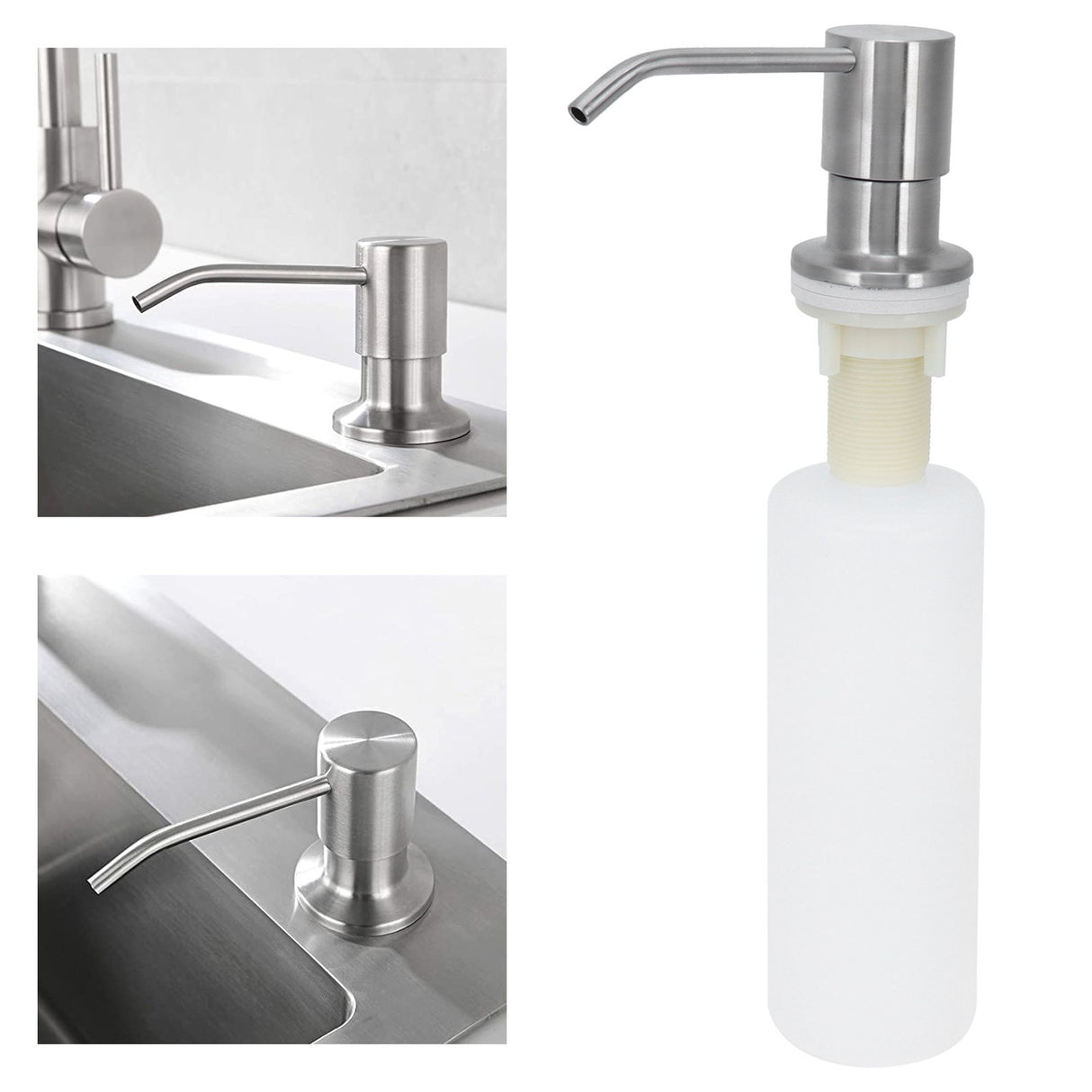 Kitchen Sink Soap Dispenser Brushed Refillable Reusable Lotion Pump Bottle Organizer