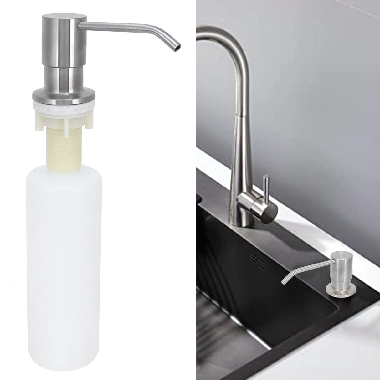 Kitchen Sink Soap Dispenser Brushed Refillable Reusable Lotion Pump Bottle Organizer