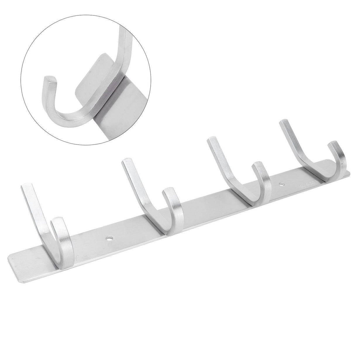 Stainless Steel Hook Wall Mounted Brushed Simple Style 4‑Hook Wall Hanger for Home Bathroom