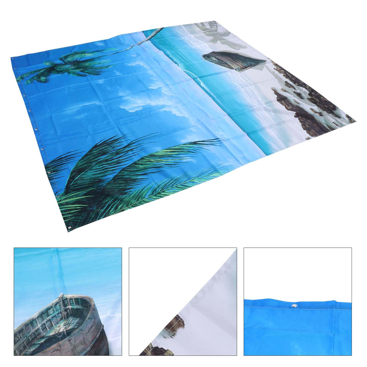 Shower Curtain Set with Hanging Rings No‑Punching Bath Curtain Bathroom Accessory150x180cm