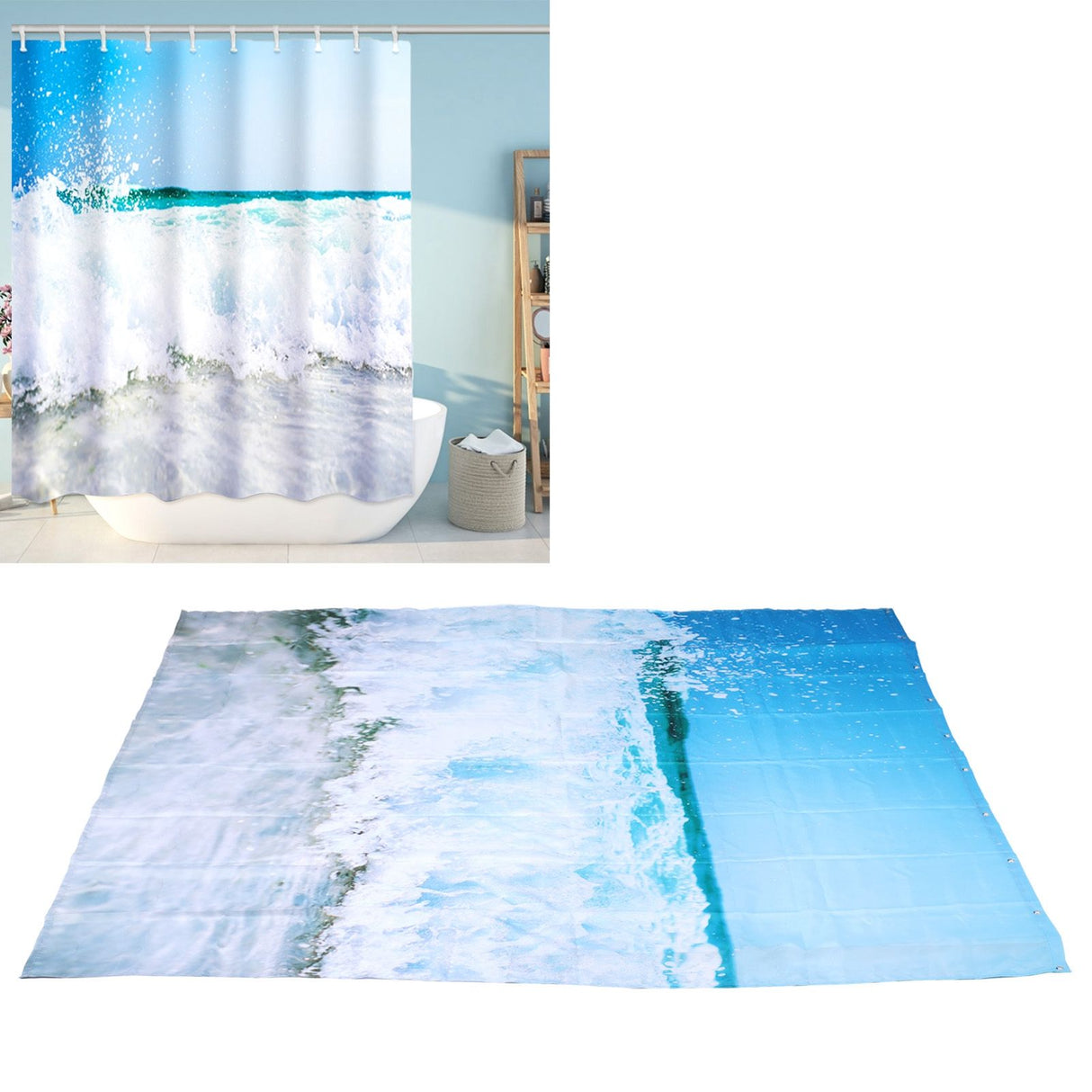 Free Punch Shower Curtain with Hook Waterproof Bath Curtain for Home Bathroom Supplies150x180 cm