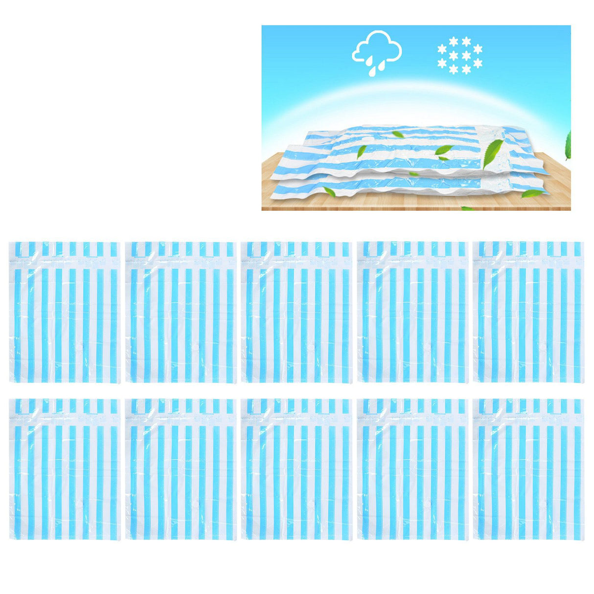 10Pcs/Set 12C Vacuum Storage Bag Space Saving Compressed Bag with 3.5cm Thread Air Inlet 100 x 80 cm