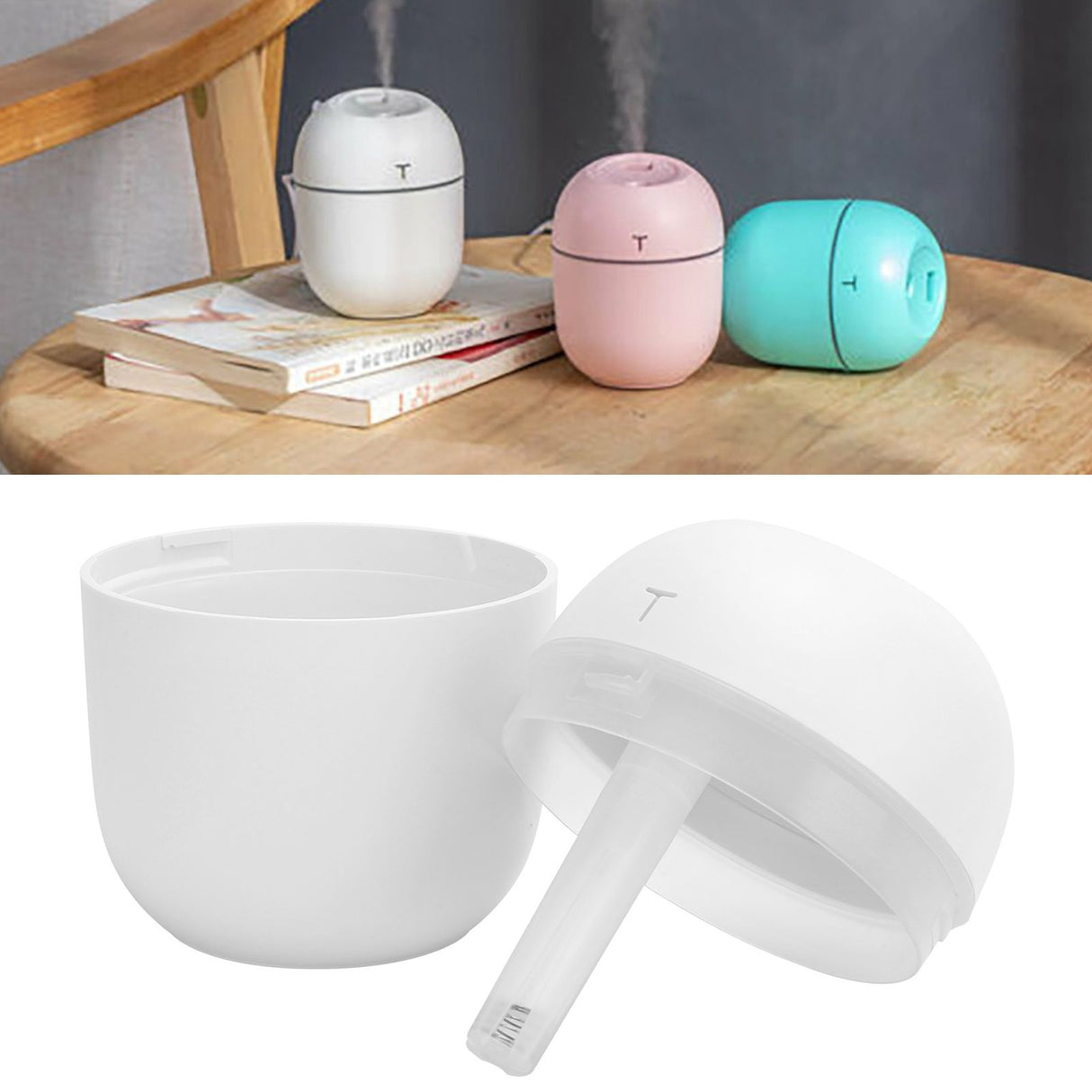Mini Humidifier Portable DC5V USB Plug In Aroma Essential Oil Diffuser with LED Night Light(White )