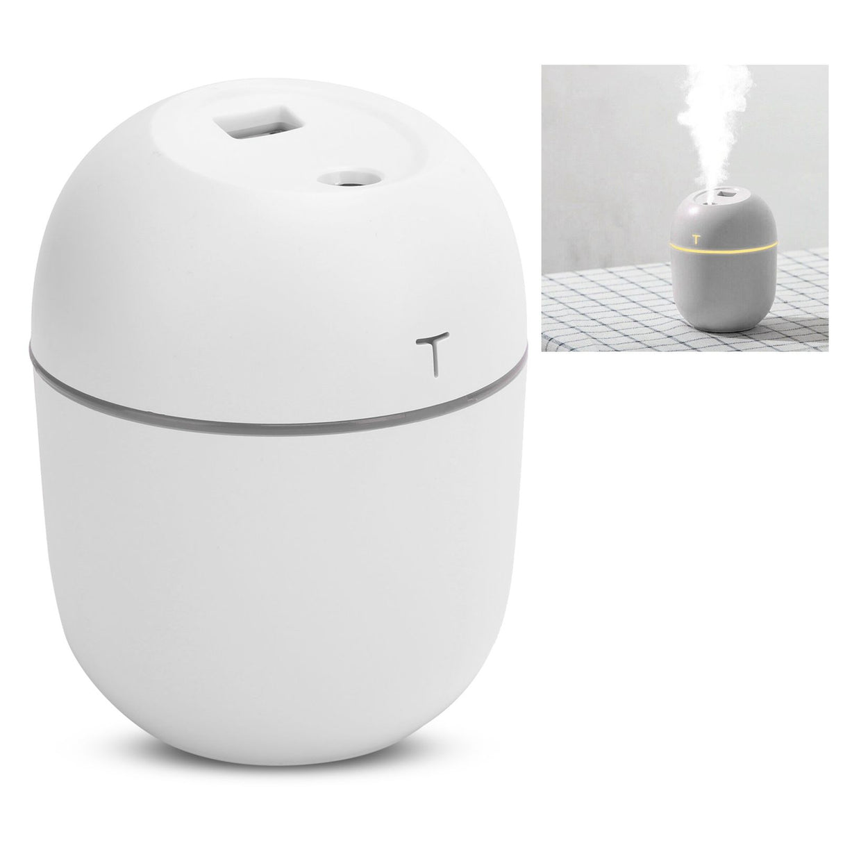 Mini Humidifier Portable DC5V USB Plug In Aroma Essential Oil Diffuser with LED Night Light(White )