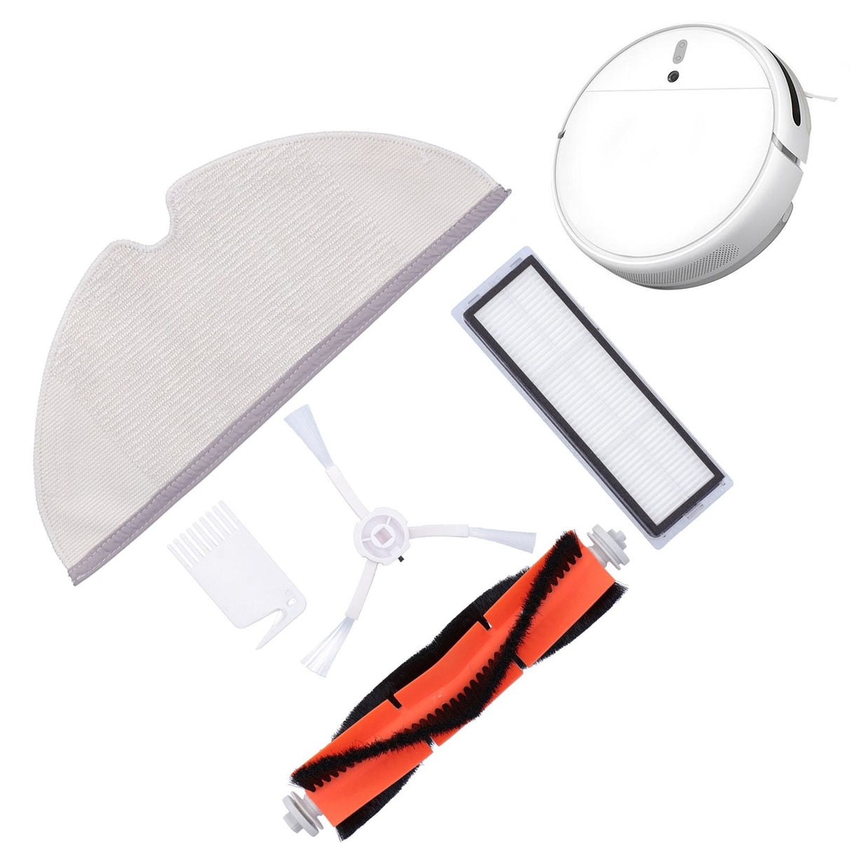 Main Brush Side Brush Filter Screen Cleaning Brush Mop Replacement Kit Fit for Xiaomi 1C Sweeper