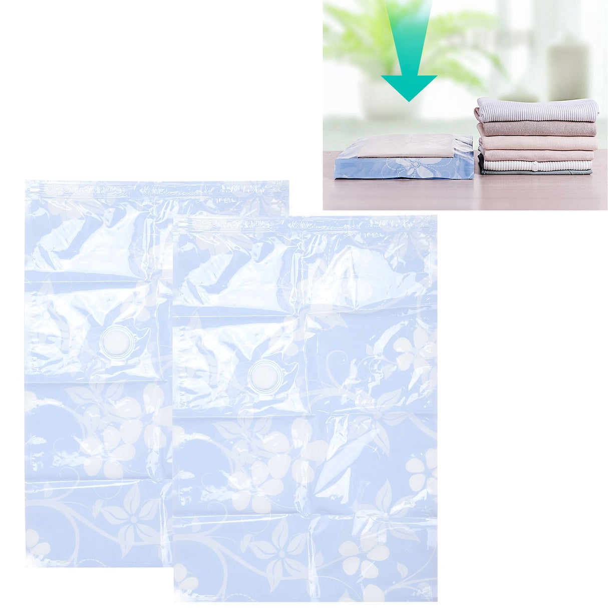 2PCS Vacuum Storage Bag Transparent Travel Blanket Clothes Quilt Vacuum Compressed Bag40x60CM