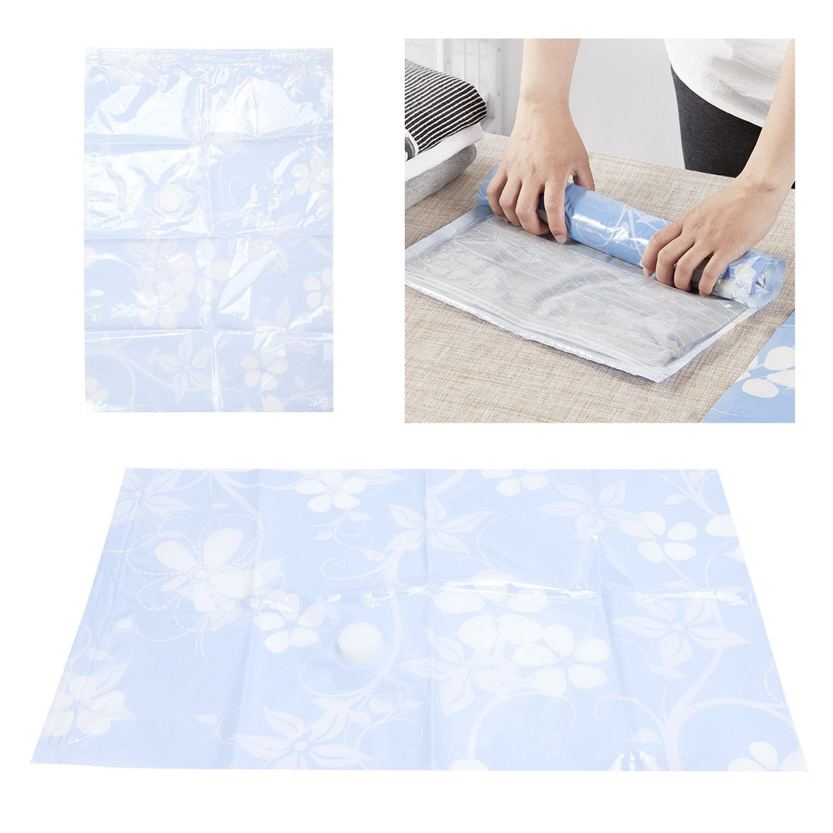 2PCS Vacuum Storage Bag Transparent Travel Blanket Clothes Quilt Vacuum Compressed Bag40x60CM